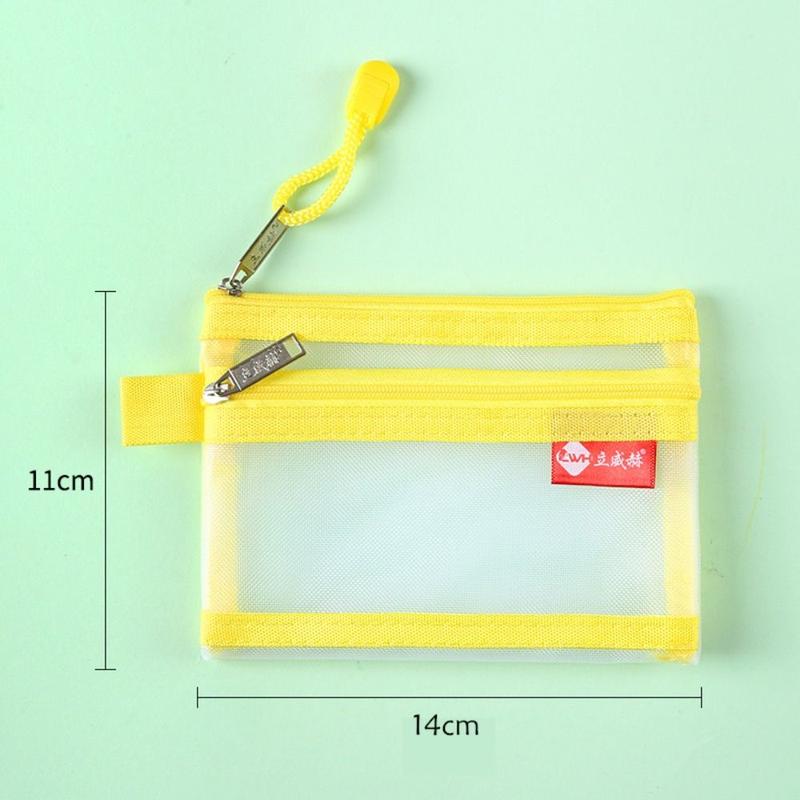Product Introduction of New Portable Small Coin Bags Double Layer Mesh Bus ID Credit Card Storage Bag Nylon with Zipper Money Wallet Purse 14