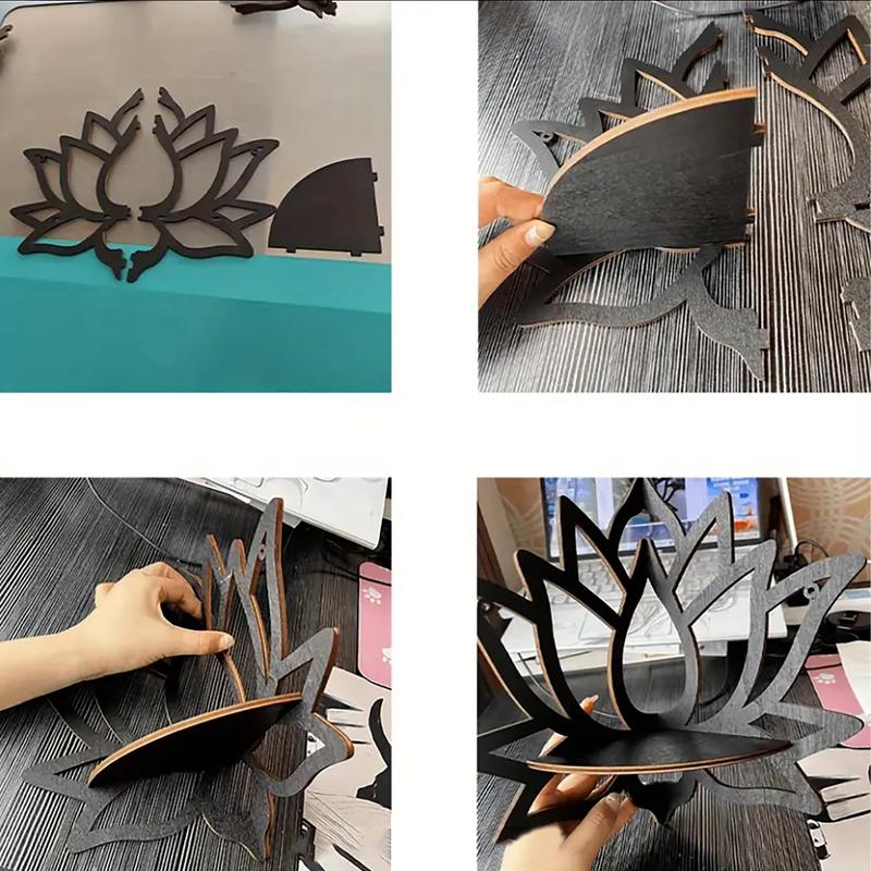 Product Introduction of Room Decor Lotus Shaped Wall Mounted Shelf, Creative Hollow Out Design Wall Decor Rack, Storage for Bedroom, Multifunctional Wall Decor for Home Living Room Bedroom, Gift for Girlfriend, Autumn Home Decor 4