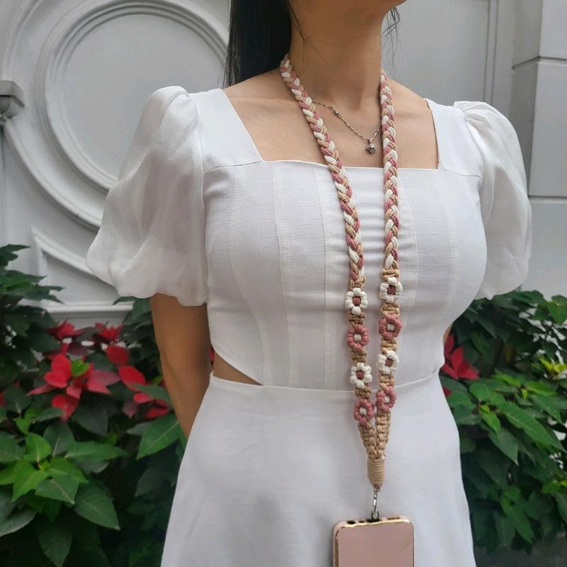 Dây treo điện thoại handmade tết bông hoa/ dây treo đa năng/đây đeo điện thoại hottrend/ dây đeo thẻ / dây đeo đa năng. Phụ Kiện /dây đeo điện thoại tự làm 6