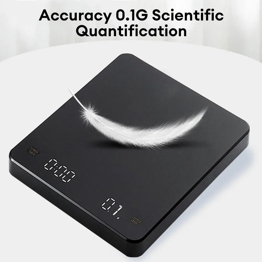 goupgo New LED Screen Digital Coffee Scale 3KG/0.1G with Timer Electronic Scale USB Charging High Precision Food Baking Scale Kitchen