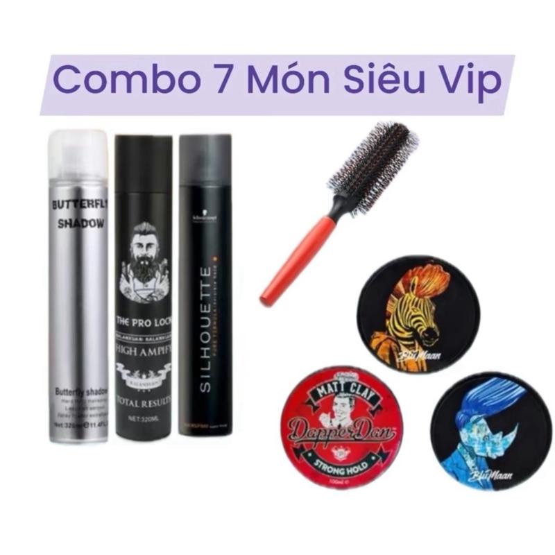 Combo 7 Món Giá Siêu Ưu Đãi. Gồm 3 Chai Gôm Xịt Tóc + 3 Lọ Sáp Tạo Kiểu + Tặng Lược Tạo Kiểu Tóc.Hàng Loại1 (Dùng Thử 7 Ngày. Không Ưng Được Hoàn Tiền) butterfly sáp vuốt Nam Nữ