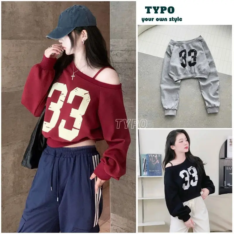 Áo thun dài tay lệch vai số 33 -áo nỉ nữ thiết kế trễ vai cực xinh và dễ thuong ,kiểu dáng hàn quốc ulzzang