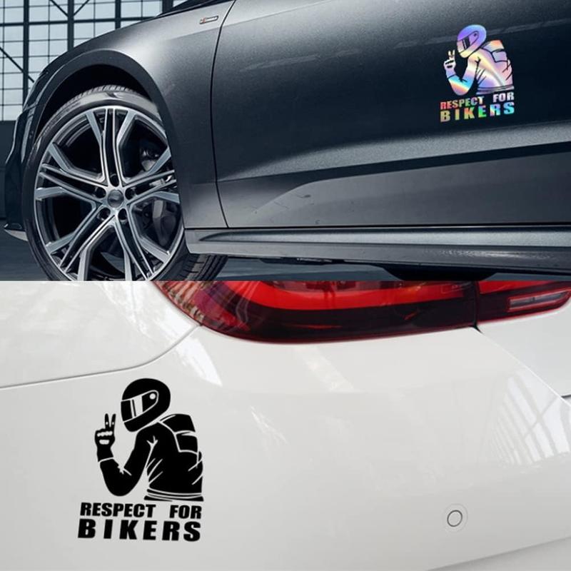 Motorcycle Reflective Sticker, Respect for Cyclists Reflective Sticker Decal Car Stickers Fashion Car Decoration Sticker (Multicolor) 6