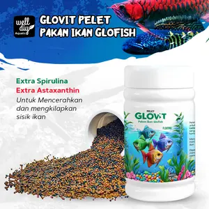 Pakan Ikan Glowfish Glow Fish Extra Spirulina Pelet Slow shinking GLOVIT - 70 gr