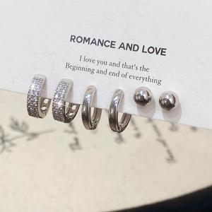 ต่างหูห่วงทรงเรขาคณิต เซอร์โคเนีย ชุด 6 ชิ้น ทันสมัย สไตล์มินิมอล เรียบหรู เหมาะสำหรับผู้หญิง เครื่องประดับอเนกประสงค์ ต่างหูบุคลิกภาพ