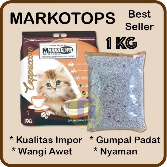 Pasir Kucing Markotops Wangi 1 kg Gumpal Premium Original Kualitas Impor