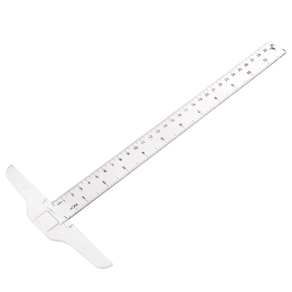 30cm Plastic T Shape Ruler Clear Measurement Straight Ruler Measure ...