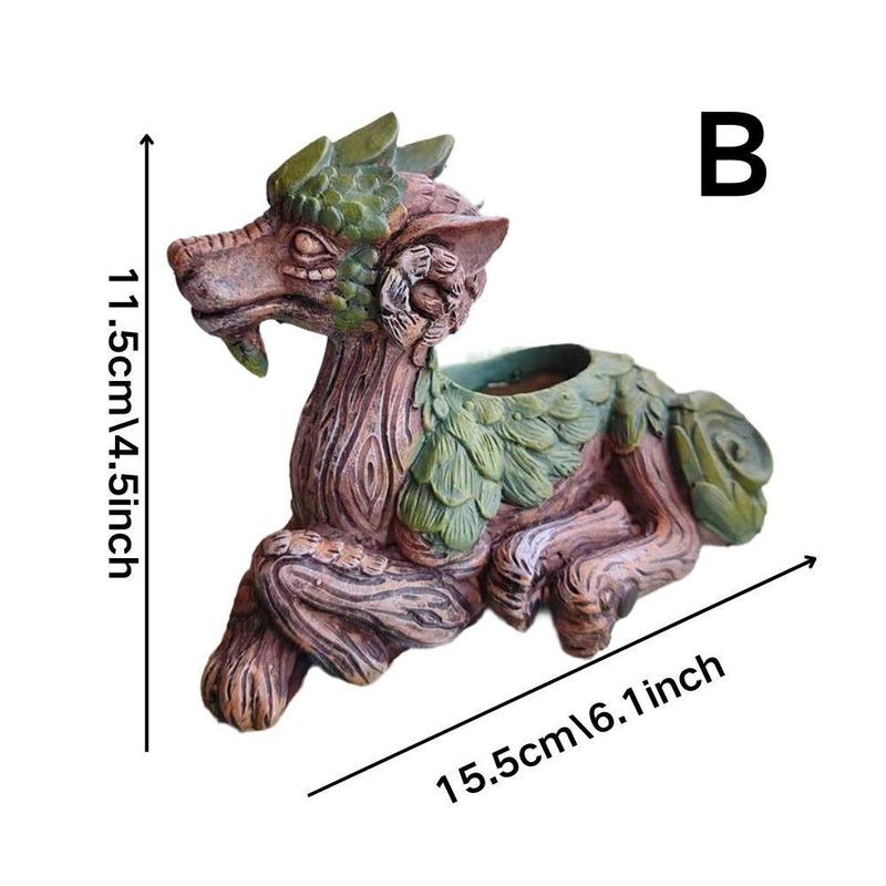 Creative Dragon Design Succulent Pot, 1 Count Cute Dragon Design Succulent Planter, Desktop Decoration Ornament for Home Garden Office, Home Decor, Garden Accessories, Room Accessories, Display, Decorative, Carving 8