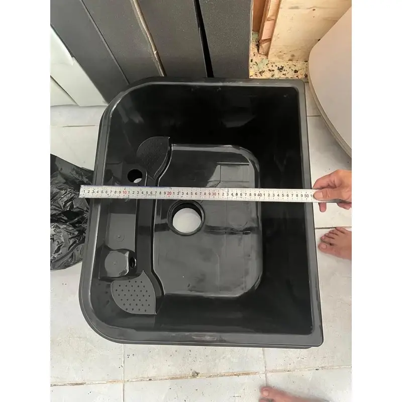Bồn nhựa vuông đen,đầy đủ phụ kiện(không kèm chân) 1