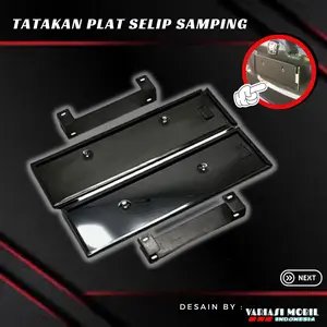 Tatakan Dudukan Bingkai Plat Nomor Mobil Model Selip Samping Hitam 46cm Car