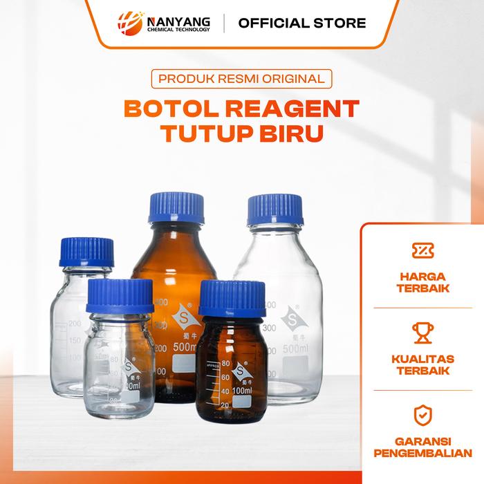 Jual Botol Kaca Bening Tutup Biru Botol Reagen Kaca Clear Glass Reagent ...