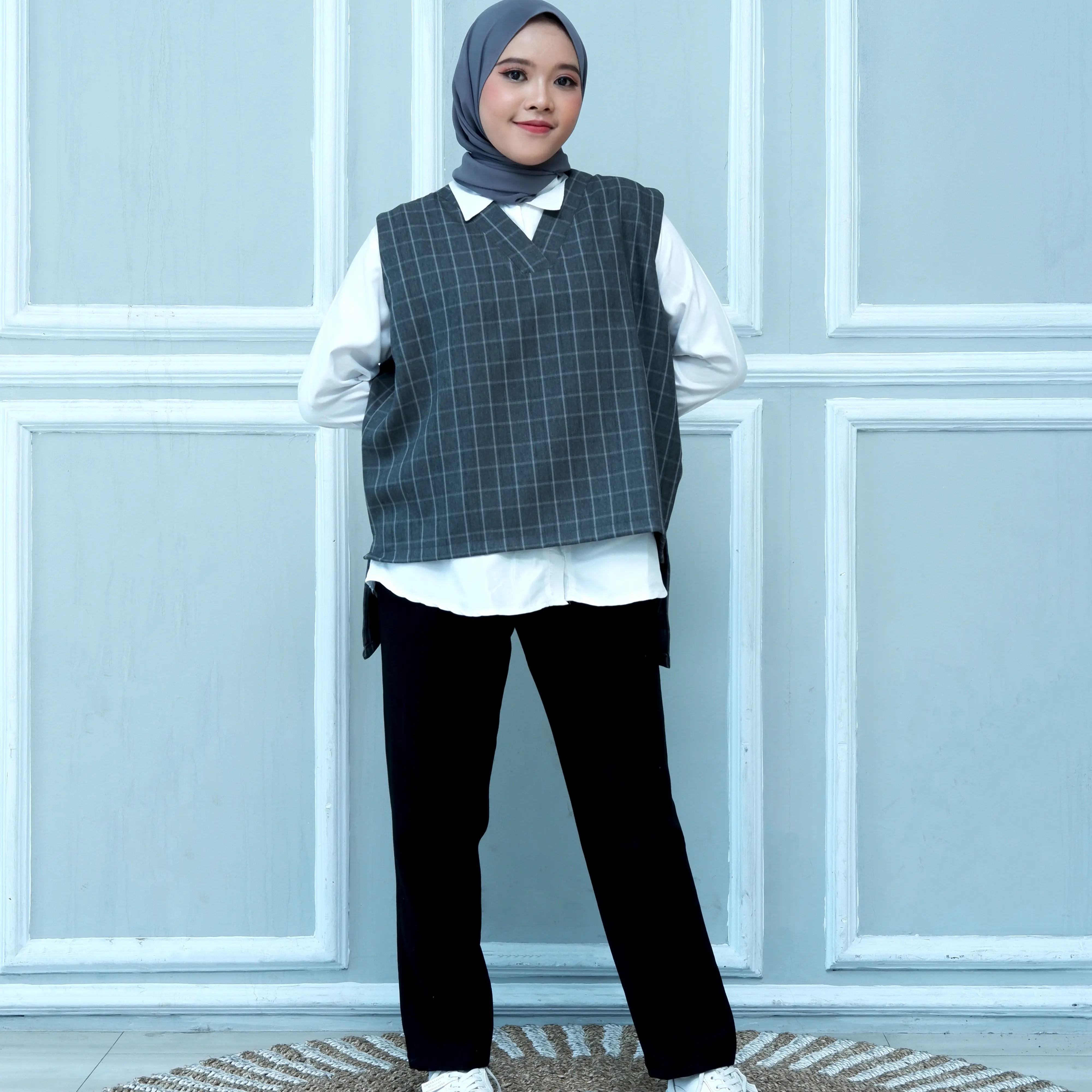 Agnella Vest Abu | Atasan Wanita Vest | Korean Style