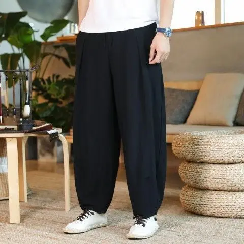 Quần Vải Lanh, Dành Cho Nam Giới, Phong Cách Trung Quốc Dáng Rộng Rãi, Ngoại Cỡ, Quần Ống Rộng, Đáy Quần Lớn, Quần Harem Đèn Lồng, Thường Ngày Và Thoáng Khí, Thích Hợp Cho Mùa Xuân Và Mùa Hè 6