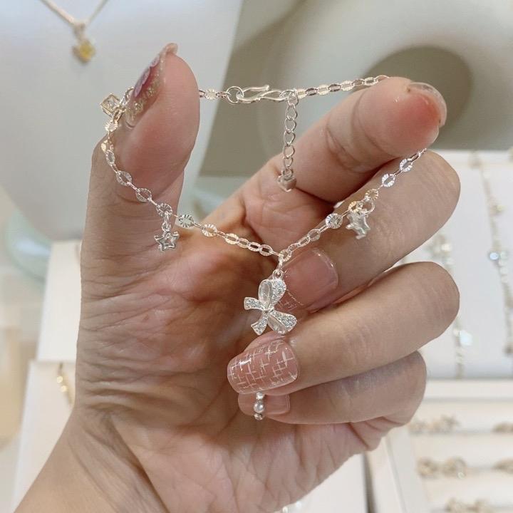 Lắc Tay Bạc Nữ, Lắc Bạc Nữ Đẹp, Lắc Bạc Dây Chữ O Phối Hoạ Tiết Nơ Xinh Xắn, Đáng Yêu, Làm Quà Tặng Đẹp, Sang Trọng [Mua Trên Live Tặng Nước Rửa Bạc] 6