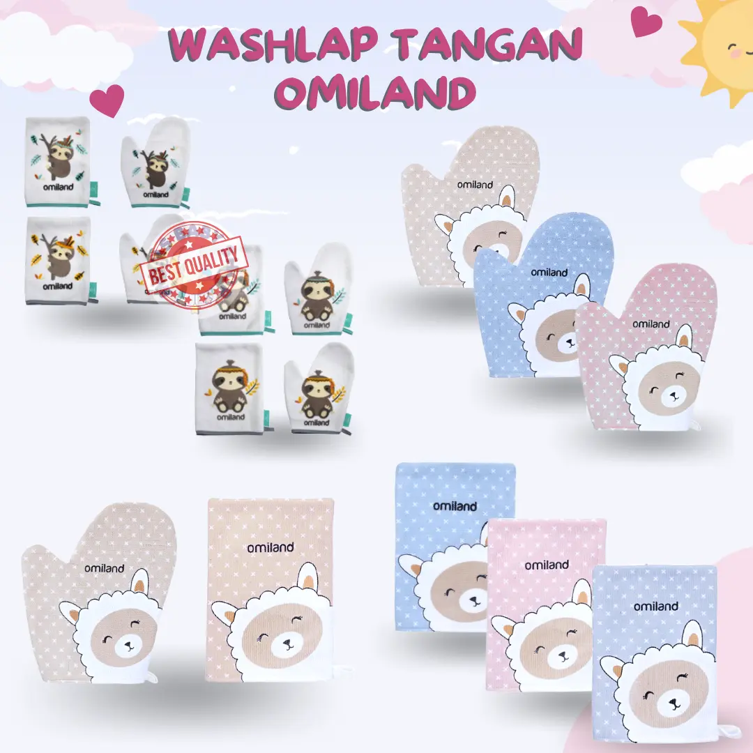 Omiland Washlap Tangan Motif Sloth Alpaca WASLAP handuk lap mandi bayi Biru Perlengkapan