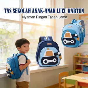 Ransel Anak Warna Biru 28cm, Tas Ekskavator Kualitas Tinggi, Ideal Anak Laki-Laki 2-4 Tahun, Model [Model Name]