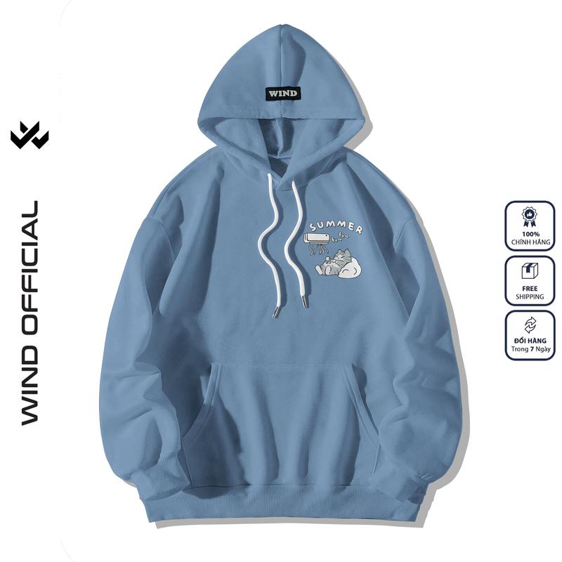 Product Introduction of Áo hoodie unisex form rộng WIND Cat Sleep hoodie nút bấm thời trang nam nữ nỉ bông oversize Women Top 12