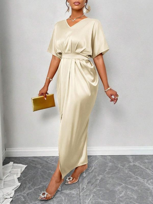 Women's Plain Satin Dress, Elegan Dress for Party Wedding Guest, Wedding Guest Dresses, Ladies Summer Clothes, Summer Dresses 2025 2