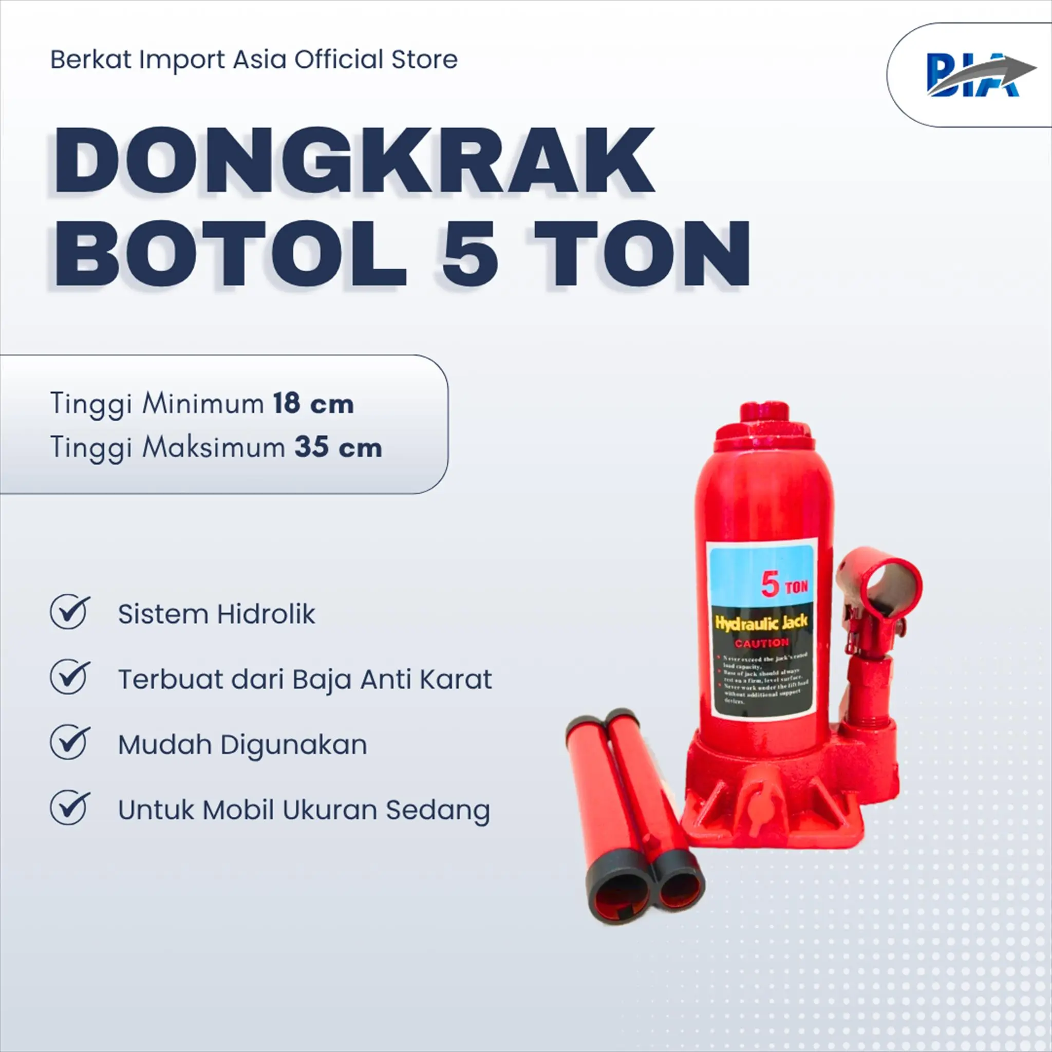 Dongkrak Botol 5 Ton Hydraulic Jack untuk Mobil Default
