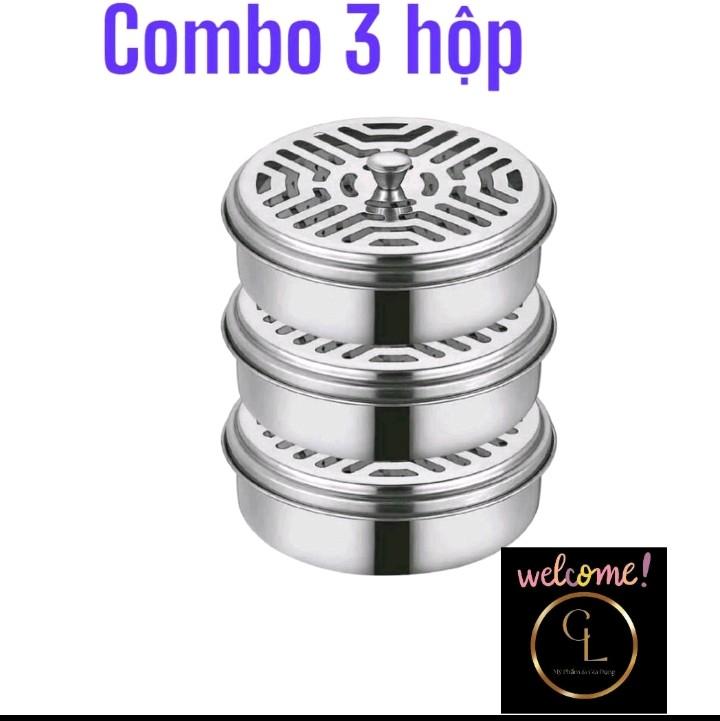 [Combo 3 hộp] Hộp đựng nhang muỗi bằng thép không gỉ, có nắp đậy chống bụi thân cao 15cm