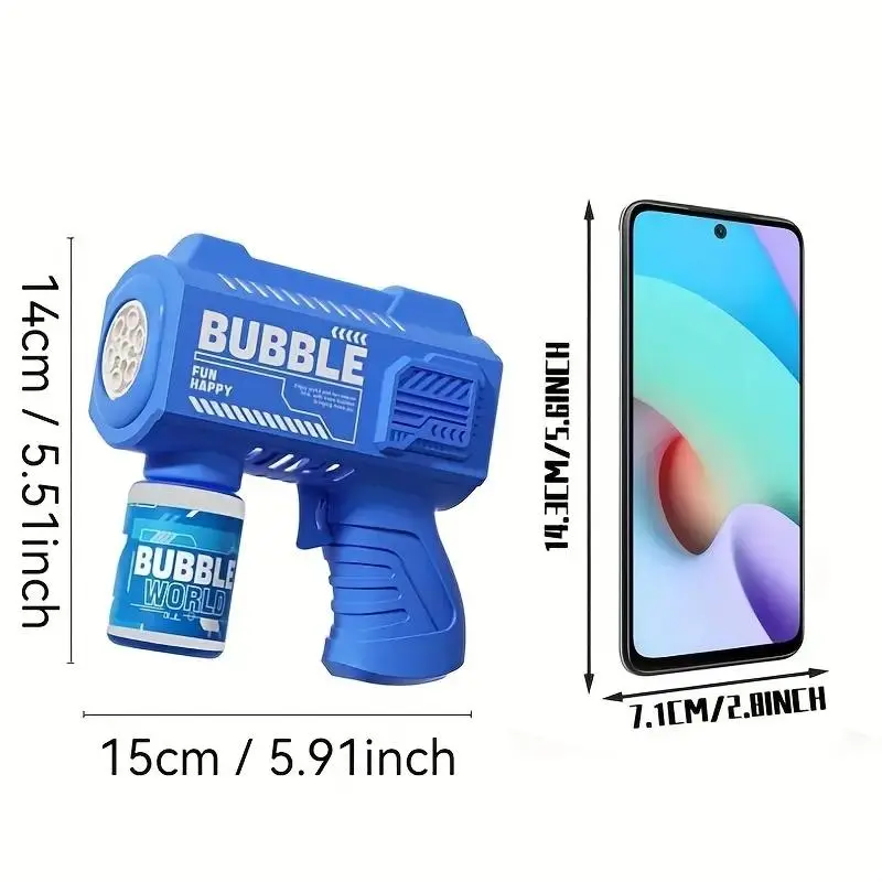 Electric Bubble Machine, Portable Automatic Bubble Gun, Outdoor Party Toy, Ideal Gift for Beach & Ocean Toy, Bubble Spinner Wand, Colorful, Artificial 1