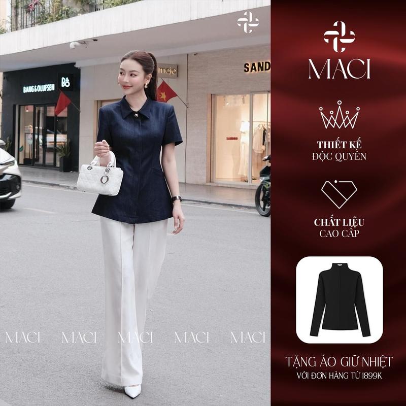  Quần Suông Gân Giữa MACI by MKC MCQQATR0063 Thời Trang Nữ Thiết Kế Độc Quyền 