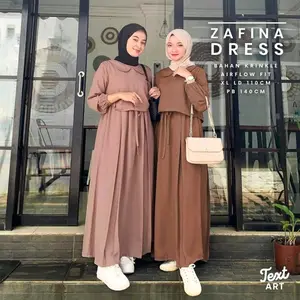 Dress Wanita Remaja Kekinian Zafina Dress Bahan Crinkle Airflow Premium