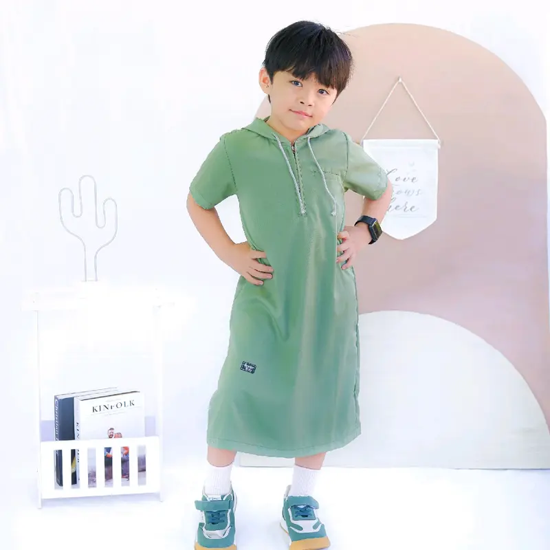 jubah hoodie gamis anak hodie anak azka Muslim Koko Cowok Baju Kurta 4