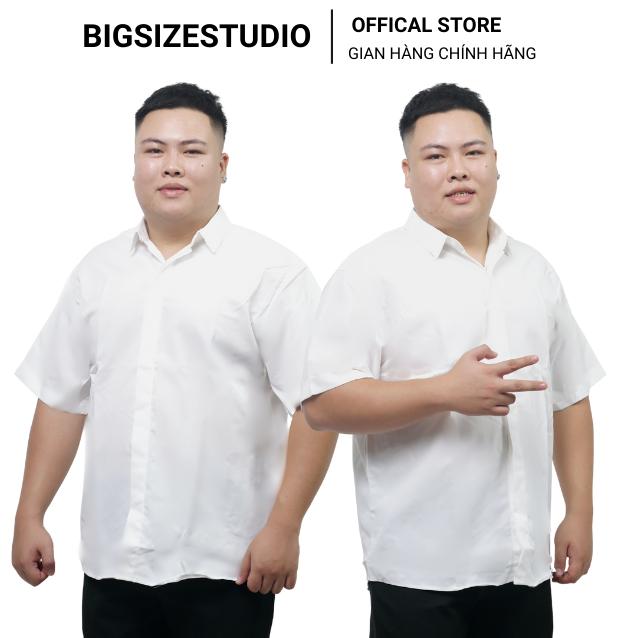 Áo sơ mi trắng cộc tay cổ đức nam nữ dàng cho người béo BSCOUTURE BIGSIZESTUDIO BIGSIZENAM ĐỒ NAM BÉO Menswear Cổ Tròn Kate Có Cổ