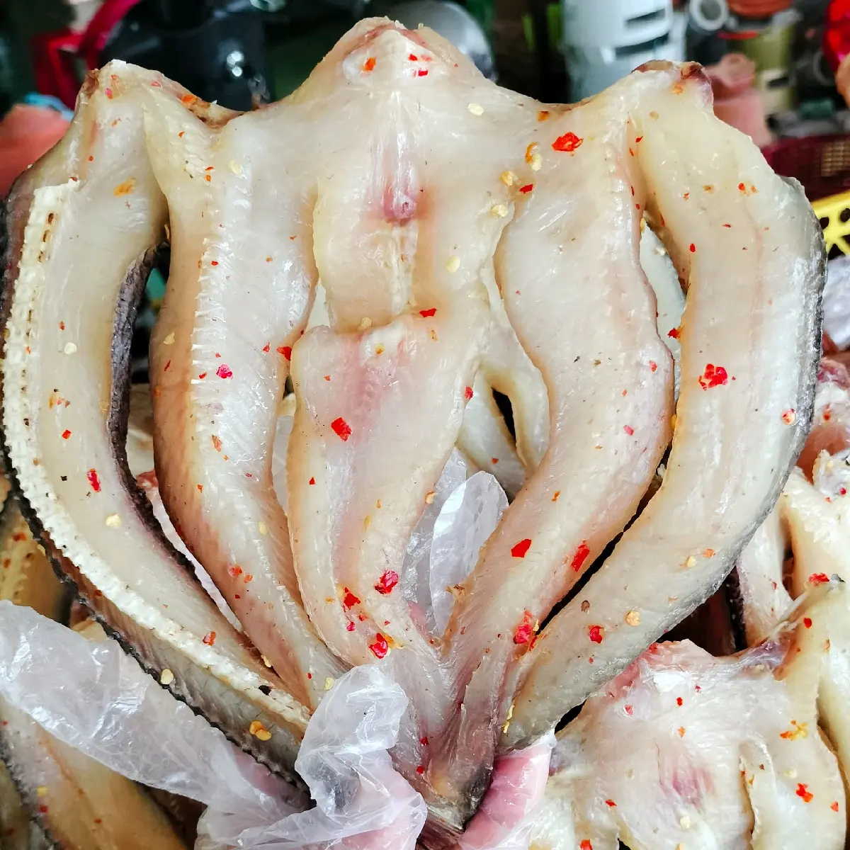 500g khô cá lóc vị ớt cay,2-3 con nữa ký, phơi nắng tự nhiên Thức Ăn Food