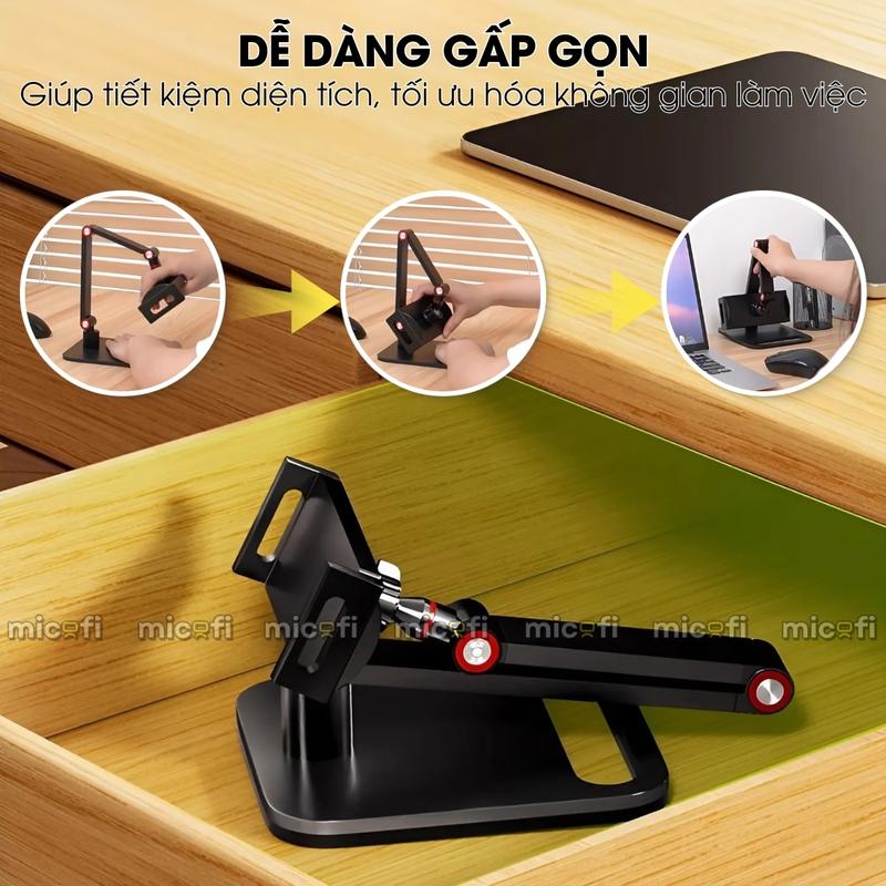 Arm Màn Hình Micofi, Kệ Để Giá Tay Treo Đỡ Màn Hình Phụ Máy Tính Bảng PC iPad Xoay 360 Độ Di Động 7