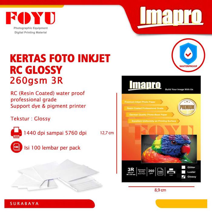 Gambar Kertas Foto Inkjet Imapro Professional RC Glossy Water Proof 260gsm 3R Camera dari Foyu Photo Kota Administrasi Jakarta Selatan Tokopedia