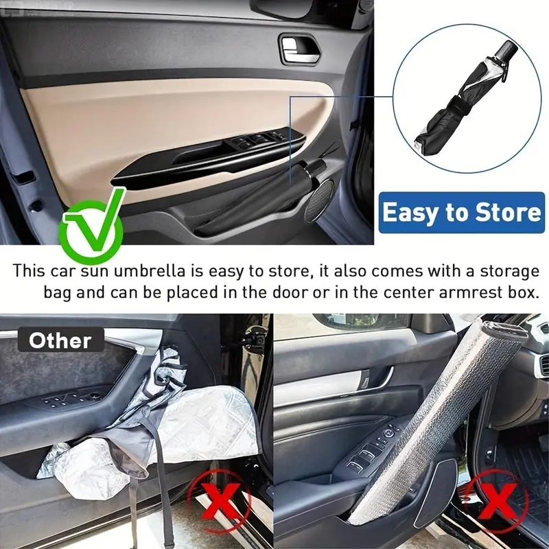 Car Windshield Sunshade Umbrella, Foldable Car Windshield Sunshade, Universal Car Exterior Accessories for Most Vehicles 2
