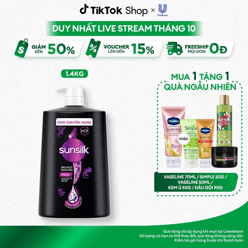 Dầu gội Sunsilk hỗ trợ làm sạch và Dưỡng Tóc mềm mượt tóc cho mái tóc ngát hương 1400G [1]
