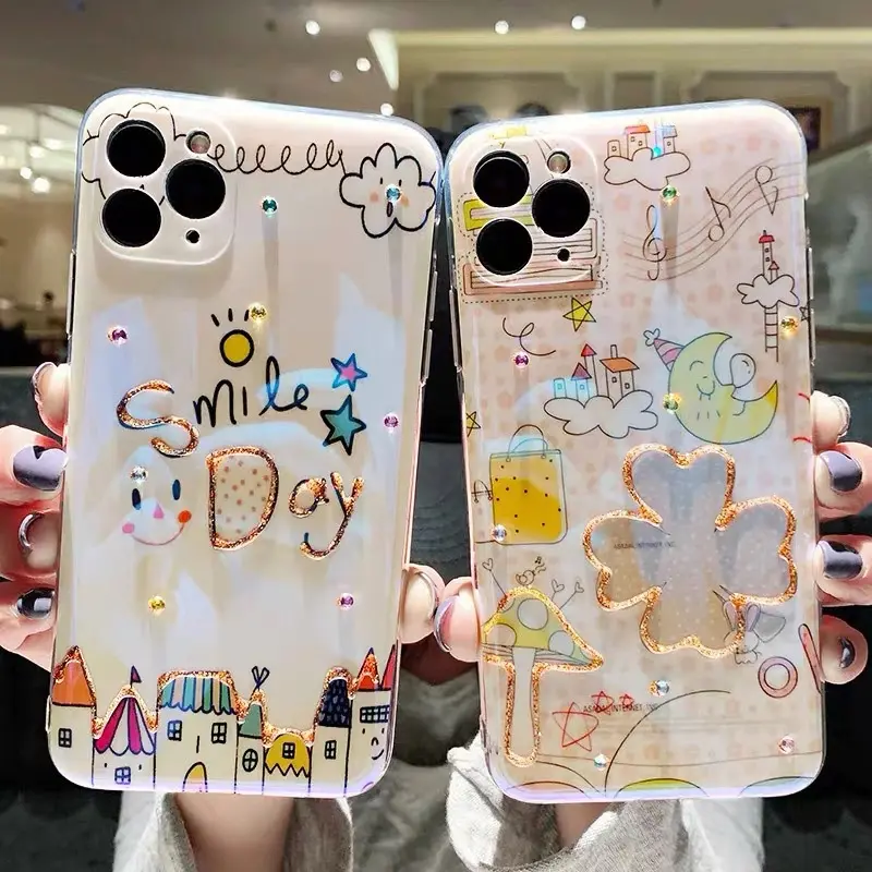 Case Luxury Cute Shining Gold Glitter Suitable For iPhone 11 12 13 14 15 Plus Pro Max Softcase