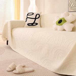 Solid Color Jacquard Sofa Cover, 1 Count Soft Comfortable Sofa Slipcover, Dustproof Sofa Protector for Home Living Room, Sofa Decoration Supplies