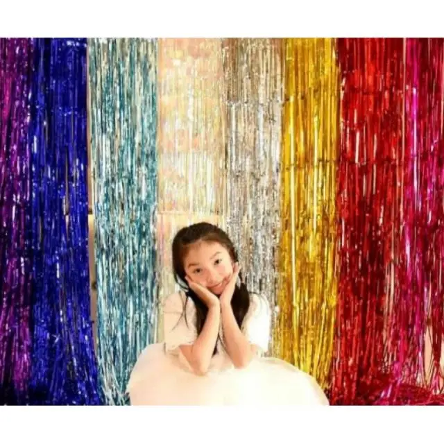Rumbai / Tirai Foil Backdrop Dekorasi Acara Birthday atau Tedak Siten