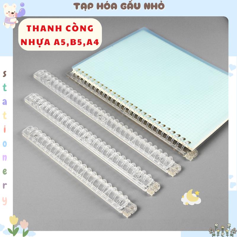 Thanh còng nhựa TRẮNG TRONG 3 size A5,B5,A4 làm sổ làm sổ planner bullet journal taphoagaunho
