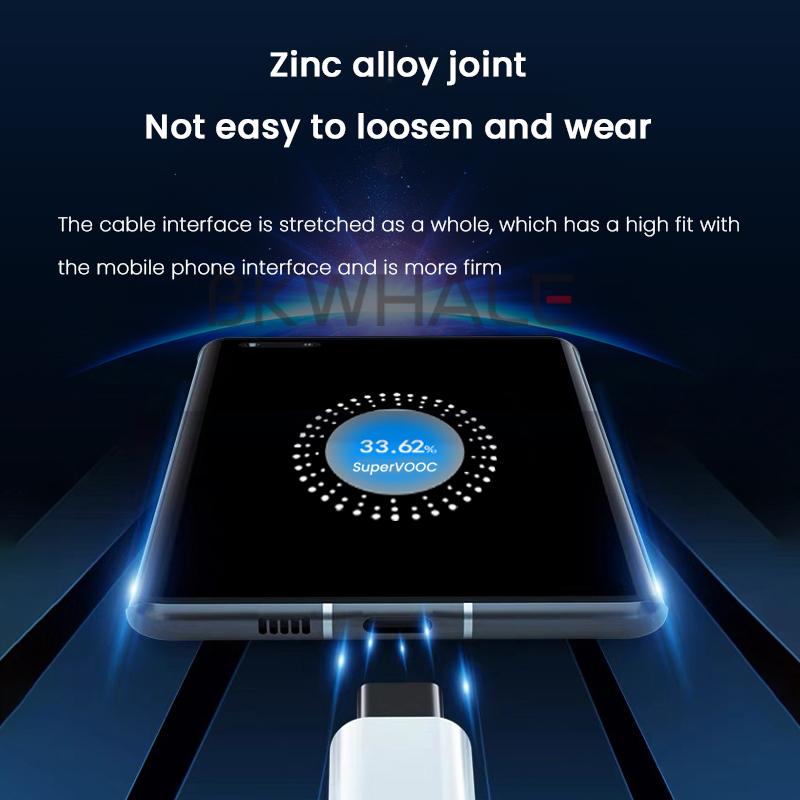 Bộ sạc nhanh, BKWHALE, 33W, Super VOOC, Cáp Type-C, Thích hợp cho OPPO Reno4, Reno3, Reno 3pro, K3, Realme X2, A95 / A94 / F19, Cáp sạc 4