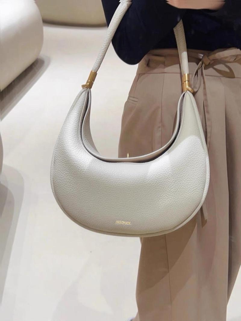 Product Introduction of Women's Fashionable Solid Color Half Moon Bag, Casual PU Leather Shoulder Bag for Daily Used, Trendy Versatile High-quality Daily Commuting Bag 3