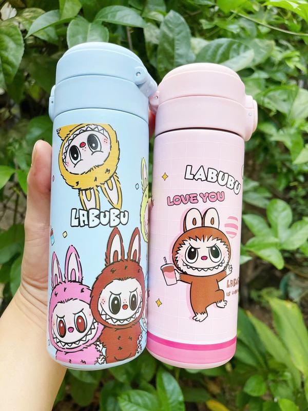 BÌNH GIỮ NHIỆT IN HỌA TIẾT LABUBU DUNG TÍCH 450ML, INOX 304 CUTE DỄ THƯƠNG, CỐC GIỮ NHIỆT HOẠT HÌNH CAO CẤP CHO BÉ YÊU MANG ĐI HỌC, ĐI CHƠI 7