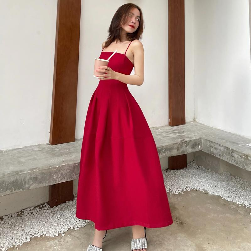 Wensi Dress Women - Đầm Nữ 2s dáng dài, form dáng xịn xò ( TẶNG NƠ ) Đỏ