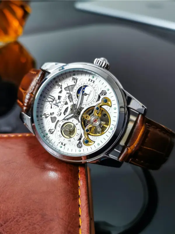 Men's Business Fashion Mechanical Watch, Fashion Watch with Luminous Dial & Analog Display, Trendy Watch for Daily Life 2
