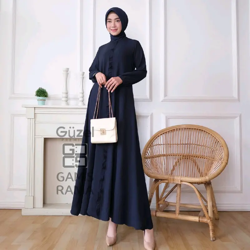 Gamis polos bahan katun cringle /gamis harian/gamis pesta/gamis hari raya 2