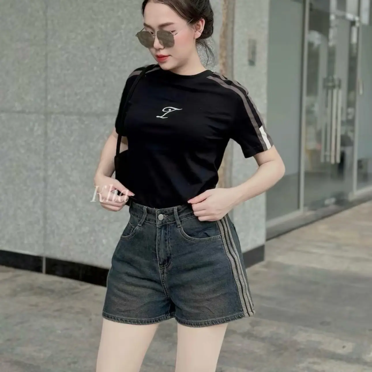 Quần Short Jeans Nữ Viền Cạp Cao Chất Cotton Q/C Mềm Mại S M L XL