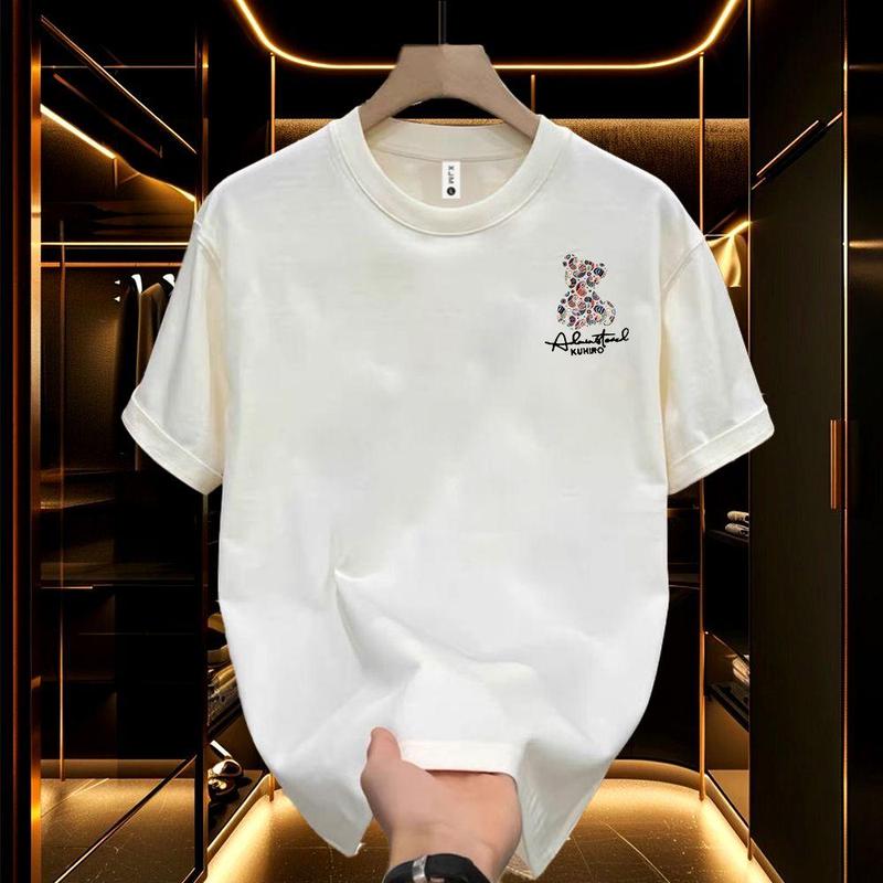9039 Mùa hè 2025  Phong cách mới Đa năng Phong cách Hàn Quốc Đen Trắng Slim Thời trang Unisex Cặp đôi Mặc Áo ngắn tay in hình học sinh Áo phông giao hàng nghệ thuật thêu hoa nhẹ nhàng Áo sơ mi trắng ướt ướt của phụ nữ 3