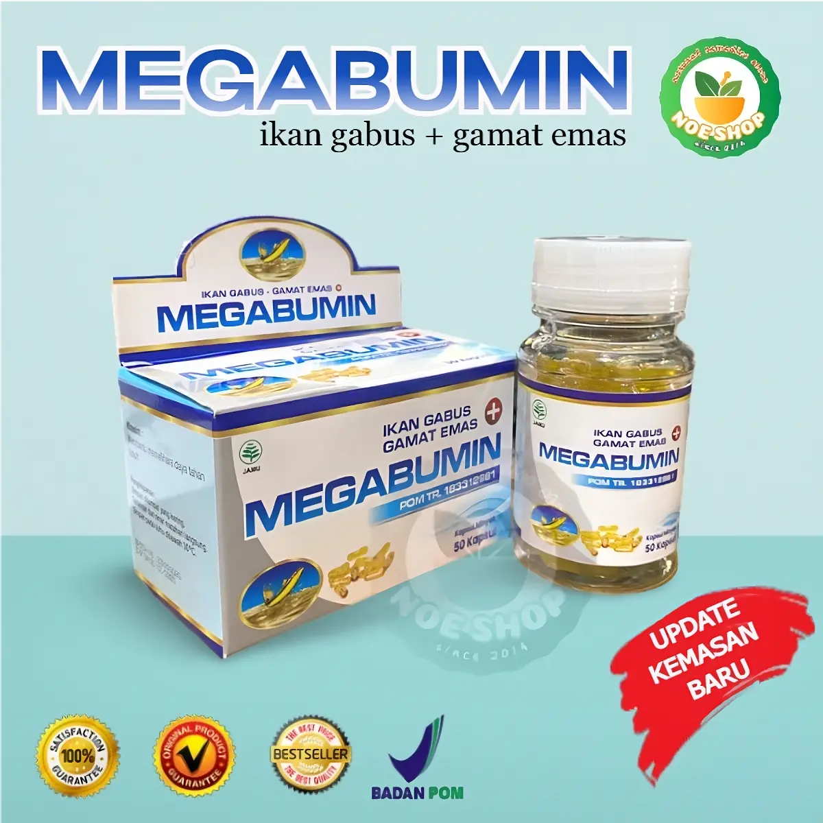 MEGABUMIN - Kapsul Minyak Ikan Gabus / Kutuk Plus Gamat Emas BPOM Original