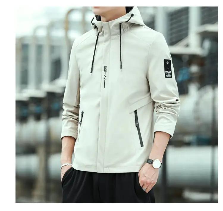 Product Introduction of Casual Men's Hooded Bomber Jacket Windbreaker Coat 2023 Autumn Outwear Menswear Tops Lingerie Longsleeve Pocket Operator 14