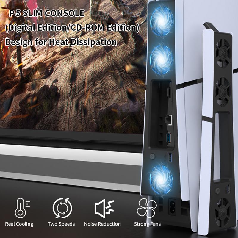 Quạt làm mát cho bảng điều khiển PS5 Slim, với cổng USB 3.0, hệ thống làm mát hiệu quả 6