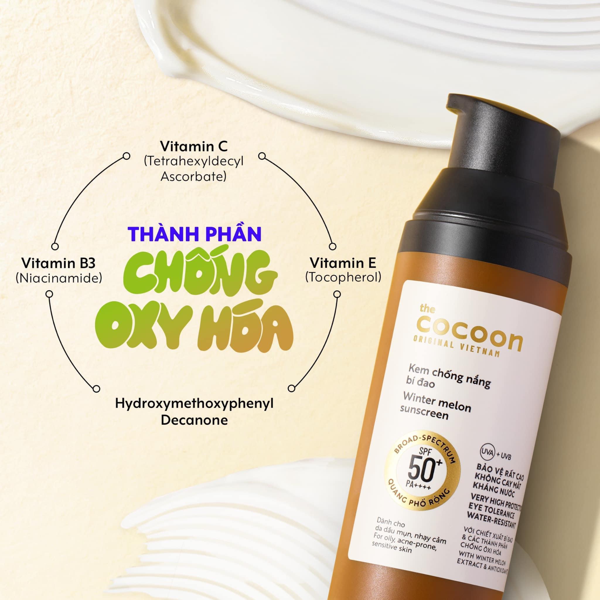 Hình ảnh Kem chống nắng bí đao quang phổ rộng SPF 50 +, PA ++++ Cocoon 50ml 4